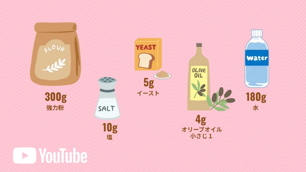 ピザ生地の材料レシピ(youtubeより)