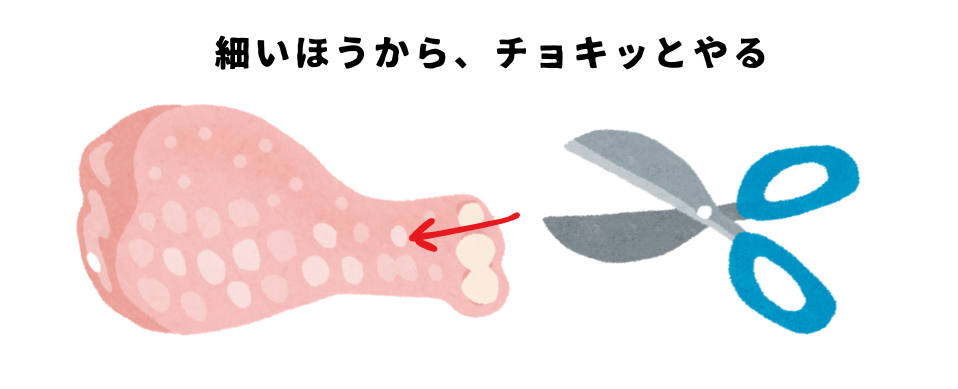 チューリップ唐揚げの切り込み