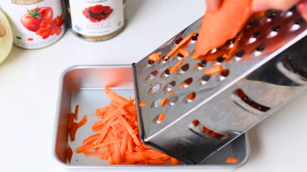 ボックスグレーダーで人参をスライスするとしりしりっぽくなる