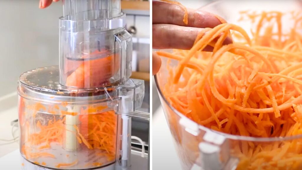 人参をフードプロセッサーで切ると均等時短でカットできる