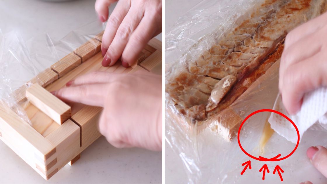 押し寿司の作り方ステップ２具を入れる