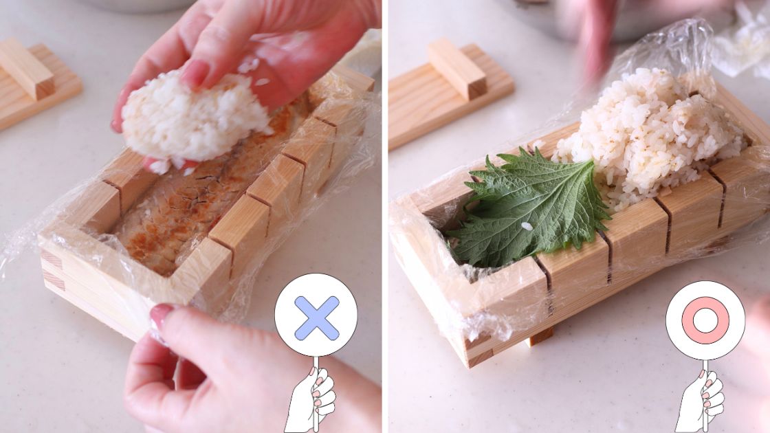 押し寿司の作り方ステップ３酢飯を詰める