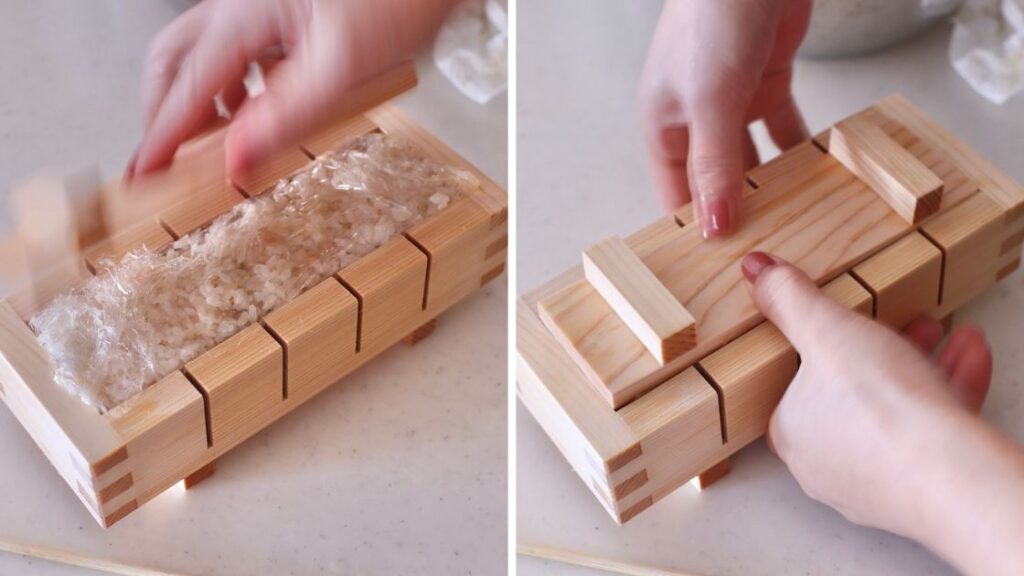 押し寿司の作り方ステップ４しっかり押して仕上げる