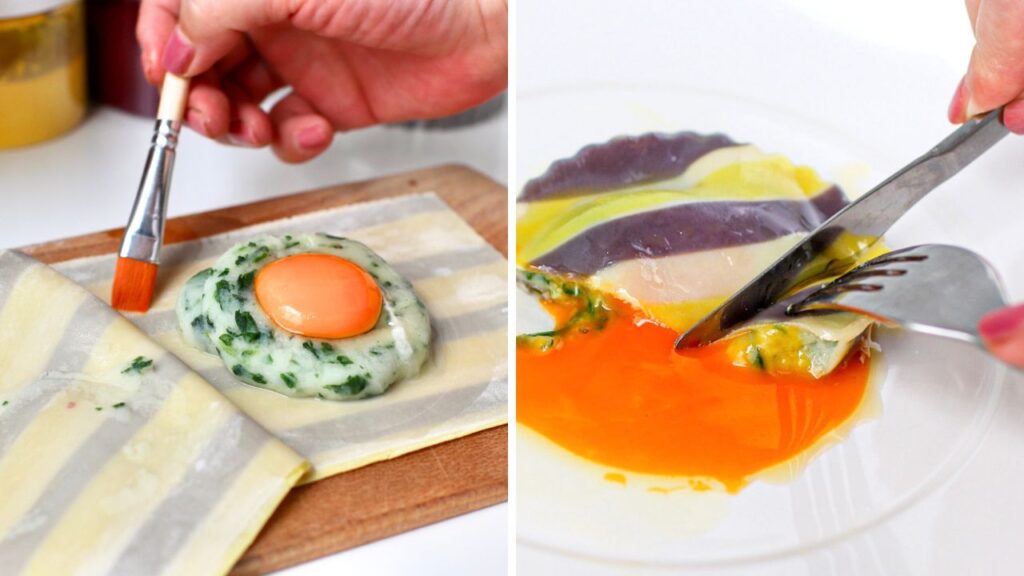 卵入りの大きなラビオリ