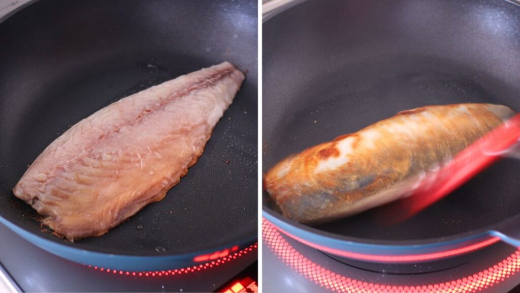 サバを焼く前と後の比較