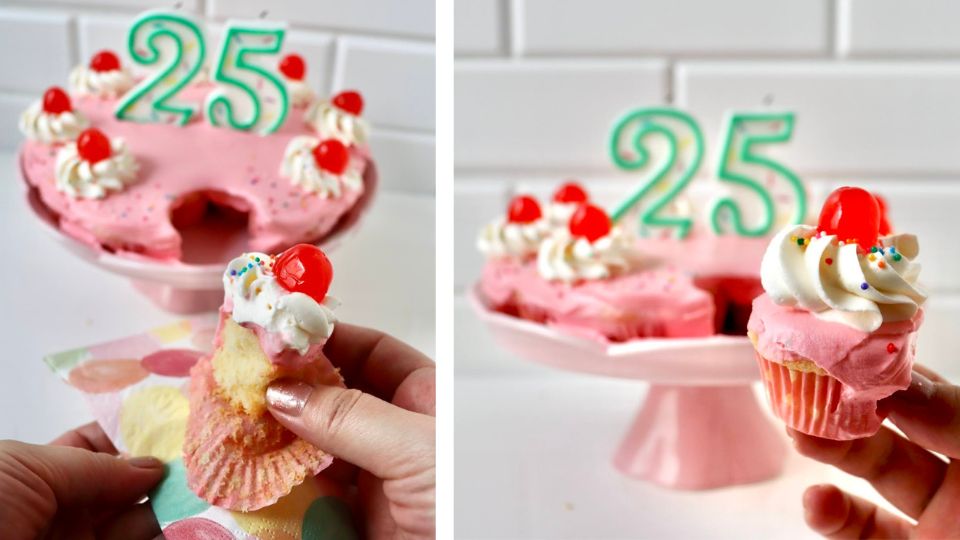 大きなケーキっぽく見せるカップケーキケーキという手法