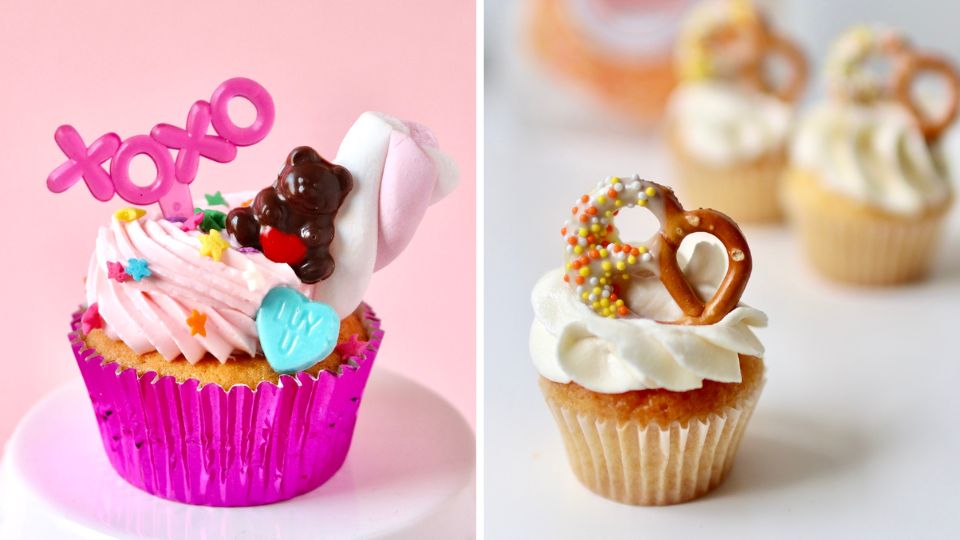 市販菓子を使うデコレーションカップケーキ例