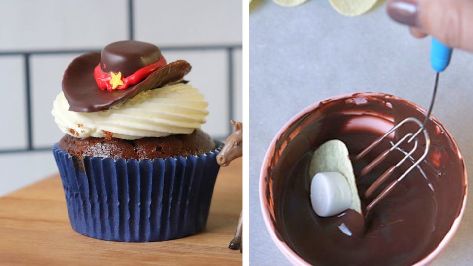 ポテチとマシュマロで作るカーボーイハットのカップケーキ