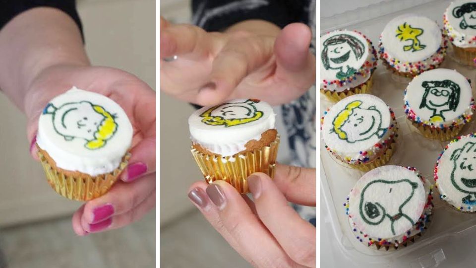 ウエハーシートを使ったキャラカップケーキスヌーピー